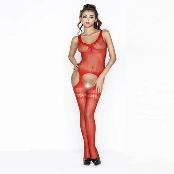 Бодистокинг Passion BS038 red, комбинезон, имитация чулок и пояса 1259126502 фото
