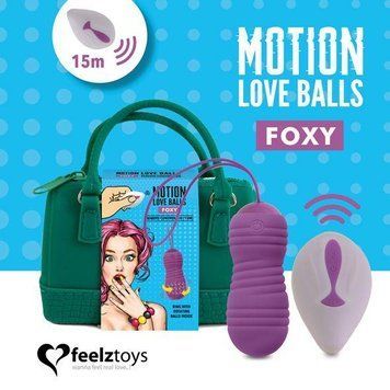 Вагінальні кульки з перловим масажем FeelzToys Motion Love Balls Foxy з пультом дистанційного керування, 7 режимів Фіолетовий ( 1303583948 фото