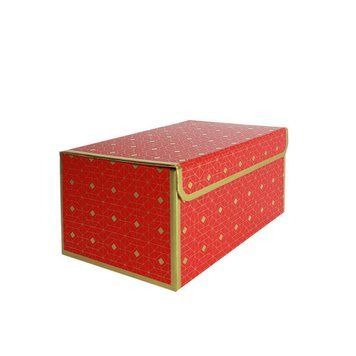 Подарочная коробка красная с золотым геометрическим рисунком, M &mdash; 23&times;16&times;12 см 2042327750 фото