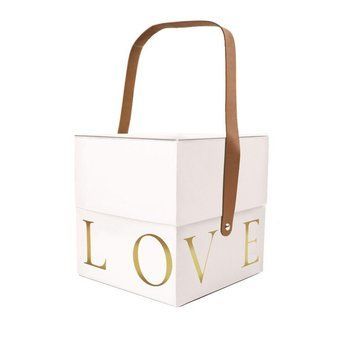 Подарункова коробка з ручкою LOVE біла, S - 16,5х16,5х17 см Feromon 1530900706 фото