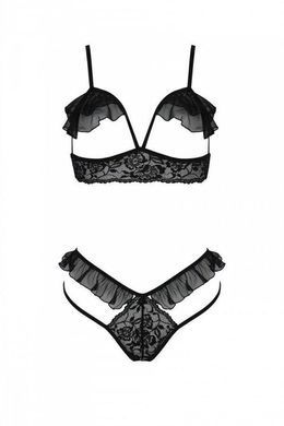 Эротический комплект Passion DOLLY SET, S/M, black, с открытыми чашками 2150361768 фото