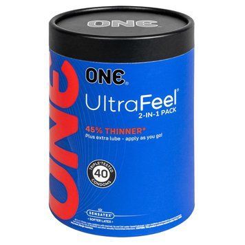 Презервативы ONE Ultra Feel, ультратонкие, с дополнительной смазкой, 40 шт, подарочная упаковка-тубус 2338479799 фото