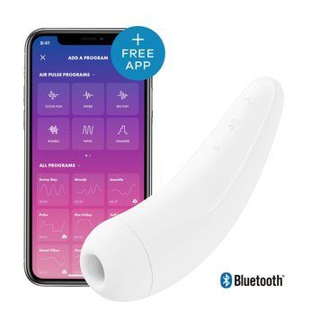 Вакуумний кліторальний стимулятор Satisfyer Curvy 2+ White з керуванням через інтернет Feromon 1259158665 фото