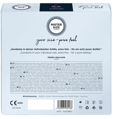 Презервативы Mister Size - pure feel - 64 (36 condoms), толщина 0,05 мм 1861338889 фото