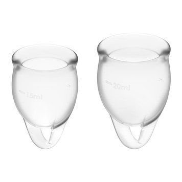 Набір менструальних чаш Satisfyer Feel Confident (Transparent), 15 мл і 20 мл, мішечок для зберігання Feromon 1830987335 фото