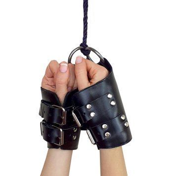 Манжеты для подвеса за руки Art of Sex &ndash; Kinky Hand Cuffs For Suspension, черные, натуральная кожа 1538389591 фото