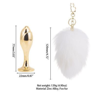 Металлическая анальная пробка Кроличий хвост LOCKINK SEVANDA White Bunny-Tail Anal Rose-shape Plug 2376730514 фото