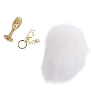 Металлическая анальная пробка Кроличий хвост LOCKINK SEVANDA White Bunny-Tail Anal Rose-shape Plug 2376730514 фото