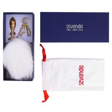 Металлическая анальная пробка Кроличий хвост LOCKINK SEVANDA White Bunny-Tail Anal Rose-shape Plug 2376730514 фото