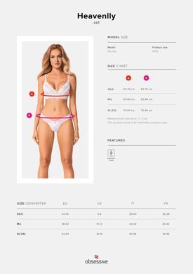 Эротический комплект Obsessive Heavenlly 2-pcs set XS/S, бюстгальтер и танга 1885051967 фото