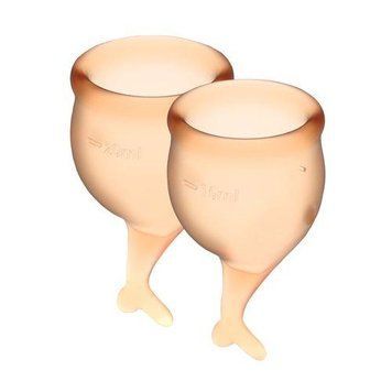 Набір менструальних чаш Satisfyer Feel Secure (orange), 15мл та 20мл, мішечок для зберігання Feromon 1259138537 фото