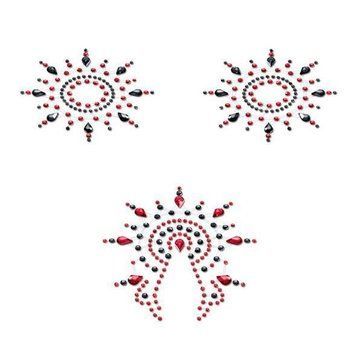 Пэстис из кристаллов Petits Joujoux Gloria set of 3 - Black/Red, украшение на грудь и вульву 1259135909 фото