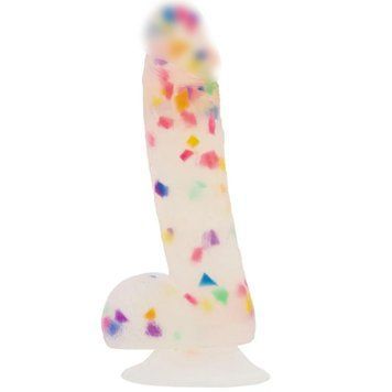 Фалоімітатор з конфетті ADDICTION - PARTY MARTY - 7.5" - FROST & CONFETTI, 19 см, силікон Feromon 1385068176 фото
