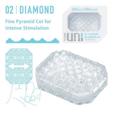 Унисекс-стимулятор Tenga UNI Diamond, белый, с зубчатым рельефом, лубрикант в комплекте 2177535310 фото