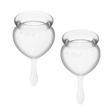 Набір менструальних чаш Satisfyer Feel Good (Transparent), 15 мл і 20 мл, мішечок для зберігання 1660968619 фото