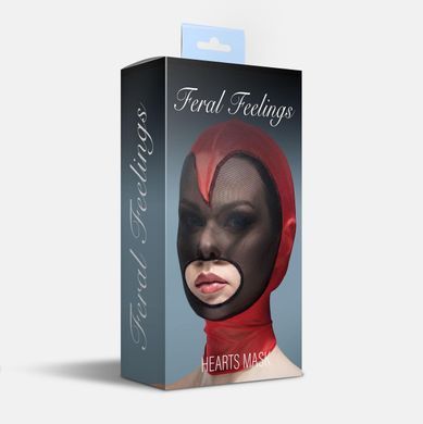 Маска сердце сетка с открытым ртом Feral Feelings - Hearts Mask Red/Black 2095561485 фото