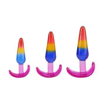 Набор анальных пробок Doc Johnson Crystal Jellies - Anal Trainer Set - Rainbow (мятая упаковка!!!) 3111277916 фото