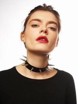 BDSM чокер с шипами кожаный ошейник на шею фетиш аксессуар Чёрный 1878178579 фото