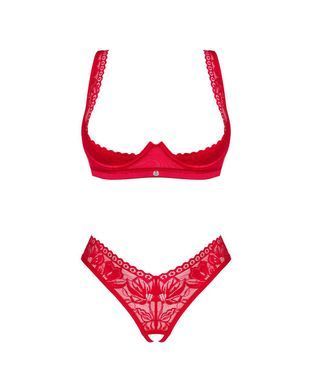 Комплект белья Obsessive Lacelove cupless 2-pcs set XL/2XL Red, открытый доступ, открытая грудь 1967971643 фото