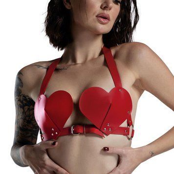Лиф Сердце из натуральной кожи Feral Feelings - Hearts Bra Red 2095561493 фото