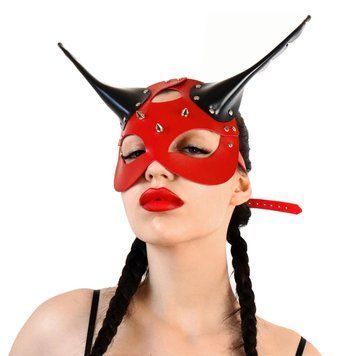Кожаная маска Art of Sex - Lucifer Red&Black 2178492331 фото