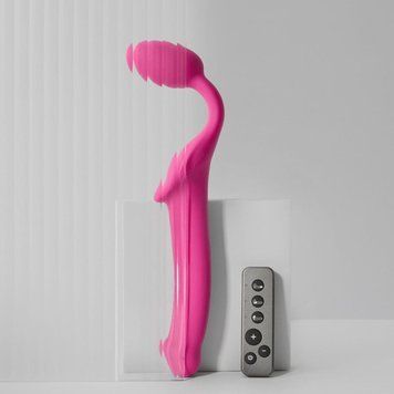 Безремневой страпон с вибрацией Strap-On-Me Vibrating Fuchsia L, диаметр 3,7 см, пульт ДУ, регулируемый 2686454377 фото