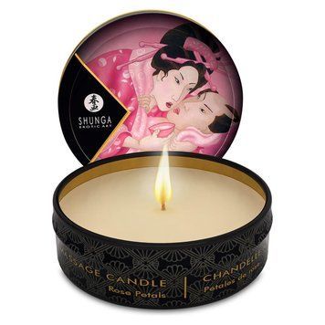 Массажная свеча Shunga Mini Massage Candle - Rose Petals (30 мл) с афродизиаками 1259137218 фото