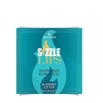 Пробник массажного геля Sensuva &mdash; Sizzle Lips Blueberry Ice Pop (6 мл), без сахара, съедобный 1849892033 фото