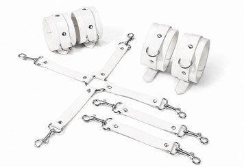 Набор для БДСМ Feral Feelings BDSM Kit 3 White, наручники, поножи, крестовина 3031280476 фото