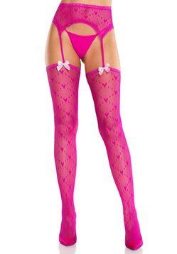 Колготки-чулки Leg Avenue Heart Garterbelt Stockings One Size Magenta 2769965171 фото